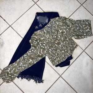 JS & JQ Dark Blue High Waisted Flared Jeans -